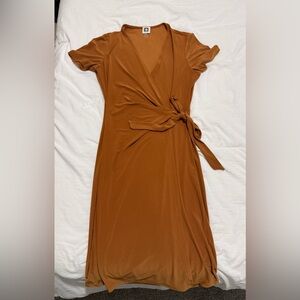 Elegant Anne Klein Wrap Dress in Burnt Orange